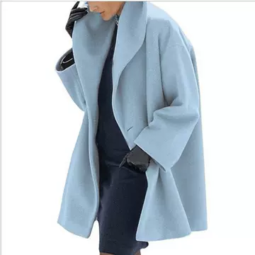 Fashion Multicolor Round Neck Loose Hooded Woolen Coat - ShopShipShake