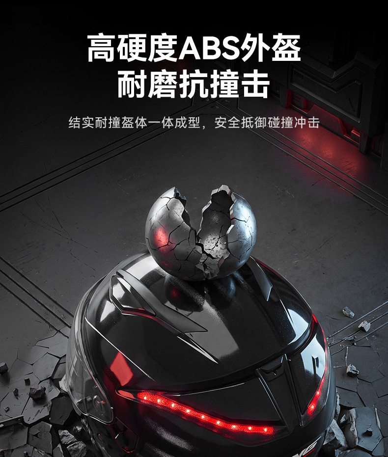 RNG New National Standard Motorcycle Helmet Full-Face Helmet for Men and Women with Dual Visors, Ventilation, Sun Protection, and Tail Light for Electric Vehicles