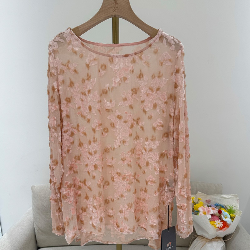 Designer Brand Relaxed Elegance~Silk Velvet Jacquard Quiet Luxury New Chinese Style Loose Drapey Long-Sleeve Shirt Designer Brand Relaxed Elegance~Silk Velvet Jacquard Quiet Luxury New Chinese Style Loose Drapey Long-Sleeve Shirt