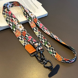 Original Ethnic Style Mobile Phone Lanyard Wide Version Crossbody Strap Classy Canvas Halterneck Small Bee Bag Chain