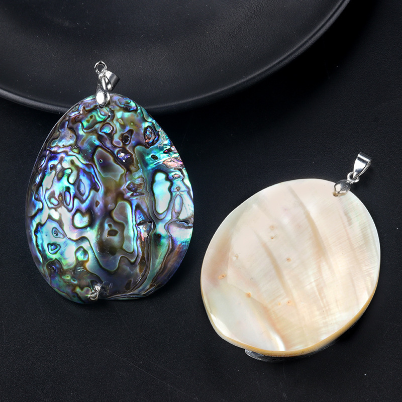1740-large abalone shell pendant New Zealand abalone shell with colorful edge pendant necklace diy jewelry accessories