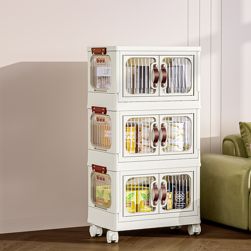 Gabinete de almacenamiento plegable sin instalación Armario de almacenamiento de ropa y refrigerios sin instalación Gabinete de almacenamiento de múltiples capas de plástico Dormitorio Sala de estar