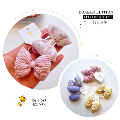 Children's hair tie little girl's cute cotton bow rubber band baby headband Korean style girl's headwear