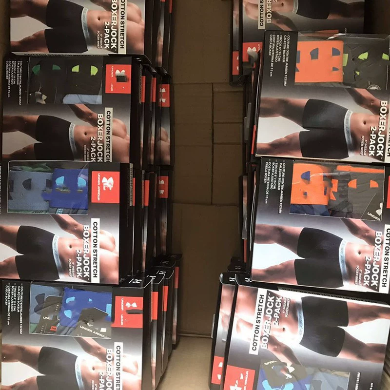 外贸男士内裤盒装棉质男平角裤宽松大版青年纯色条纹运动四角短裤