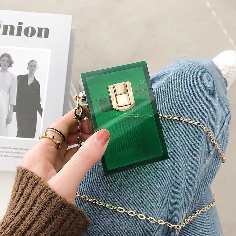 亚克力INS透明链条包烟盒口红包斜挎包小巧装饰物件挂件