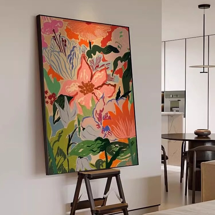 Retro abstract living room sofa decorative painting plant flower restaurant corridor end mural senior porch hanging painting Retro abstract living room sofa decorative painting plant flower restaurant corridor end mural senior porch hanging painting