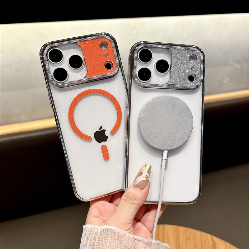 适用苹果17Air电镀散粉手机壳iPhone17ProMax保护套透明磁吸新款|undefined