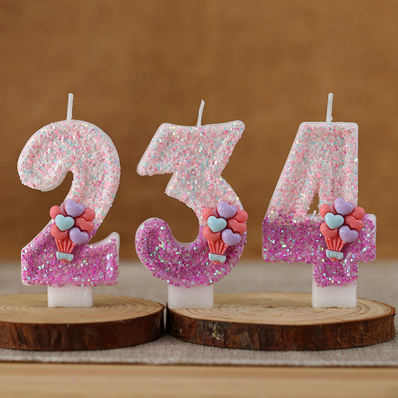 创意手工数字蜡烛0-9生日派对蛋糕装饰亮片气球配件装饰跨境热卖