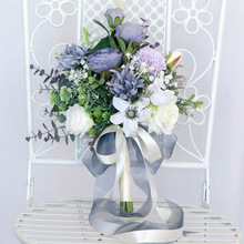 欧式婚礼新娘手捧花仿真花家居装饰花束结婚户外拍照道具场景布置