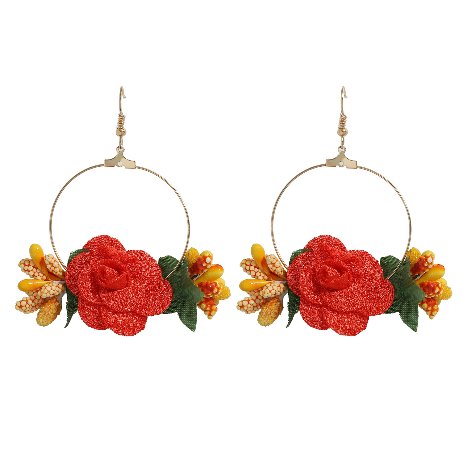 7g Weight Alloy Ear Needle Material Drop Earrings Classification Anniversary, Business, Travel, Birthday, Festival Occasion Alloy, Gauze Material Flower Pattern Women'S Gender Ethnic Style Style White, Pink, Purple, Red, Blue Color Ethnic Style Flower Alloy Gauze Drop Earrings 5