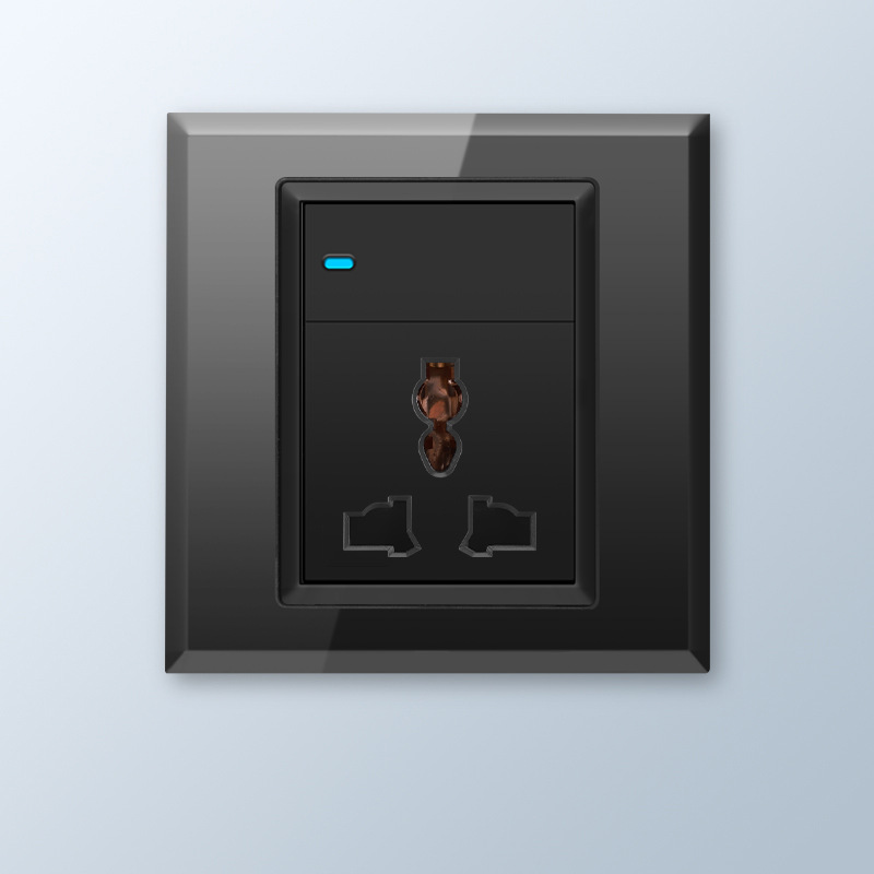 英标插座面板双13A带开关双usb香港东南亚多功能黑色墙壁插座批发