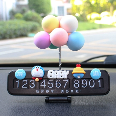 phone number sign, car interior – Nömrəli dayanma kartı - doraemon-black-folding-card-a-colorful-balls