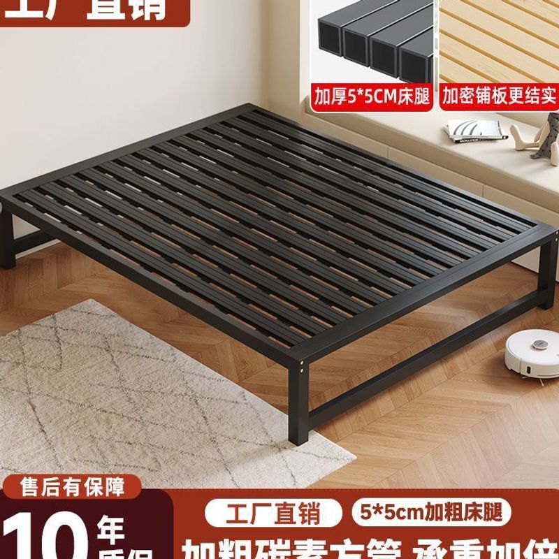 Wrought Iron Bed for Home Use, Double Bed, Tatami Iron Bed, Thickened Reinforced Rib Iron Frame, Single Bed for Rental, Children's Iron Bed