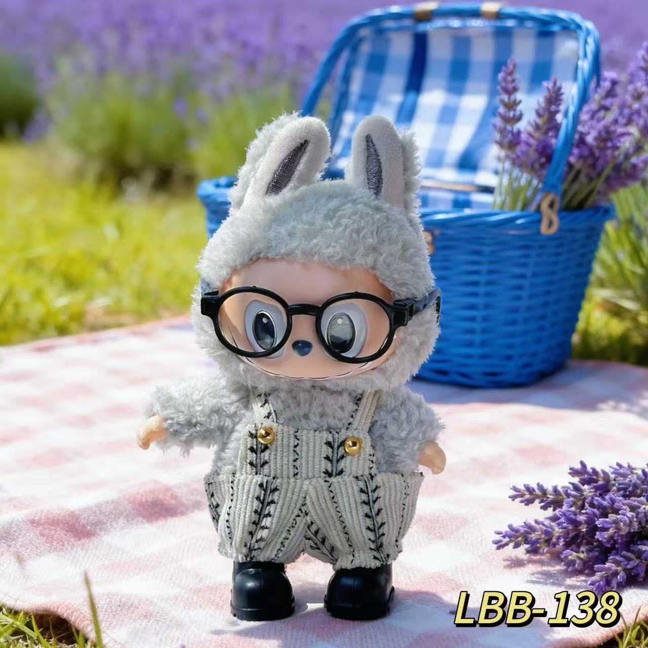 Una, dos y tres generaciones de labu picnic set casual labubu ropa de bebé vestible 17cm muñeca lindo cambio de ropa image 14