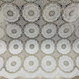 现货纯白镂空牛奶丝水溶刺绣面料非洲连衣裙服装布料guipure lace