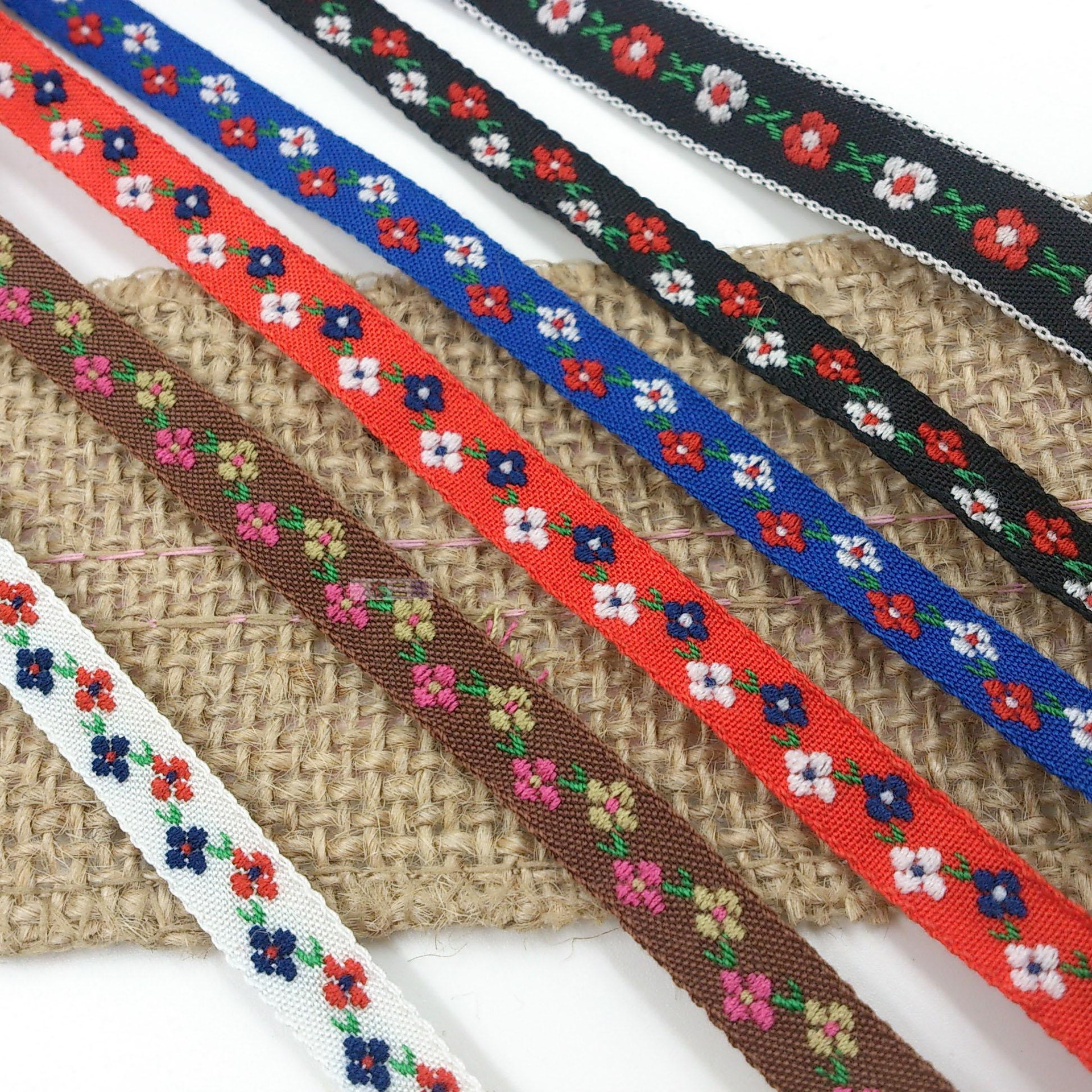 1cm民族风刺绣织带装饰小花装饰带配件多色服装辅料花边布条绑带