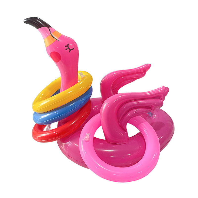 Spot pvc inflatable flamingo water ring throwing toy children's ring parent-child interactive game props