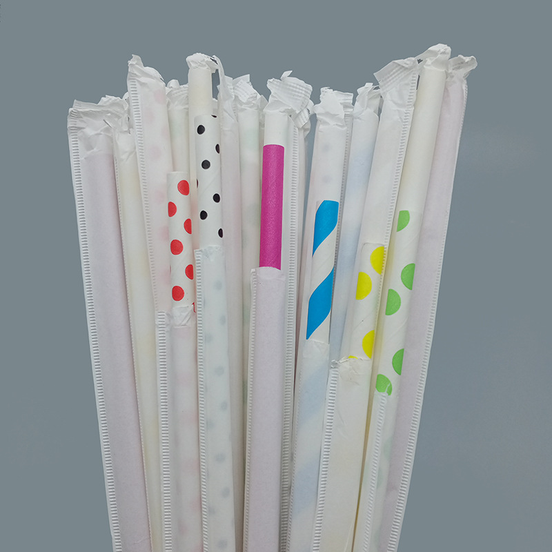 Paja desechable paja de papel degradable fiesta de cumpleaños postre pastel decoración jugo bebida beber paja
