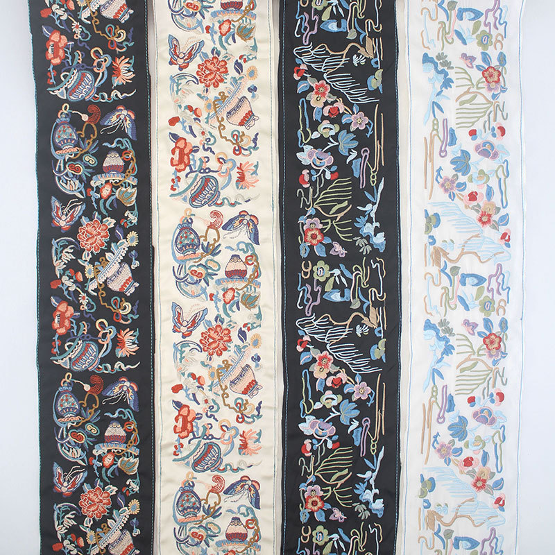 9cm Hanfu Embroidery Lace Sleeve Accessories Qing Han Dynasty Vigor Cuff Decoration Ancient Costery Lining Soft Cloth Bottom Embroidery Pieces