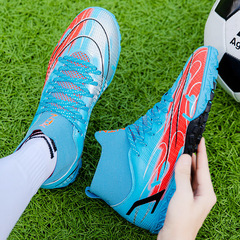 振足足球鞋男女童高幫TF碎釘青訓草坪足球運動鞋批發跨境一件代發