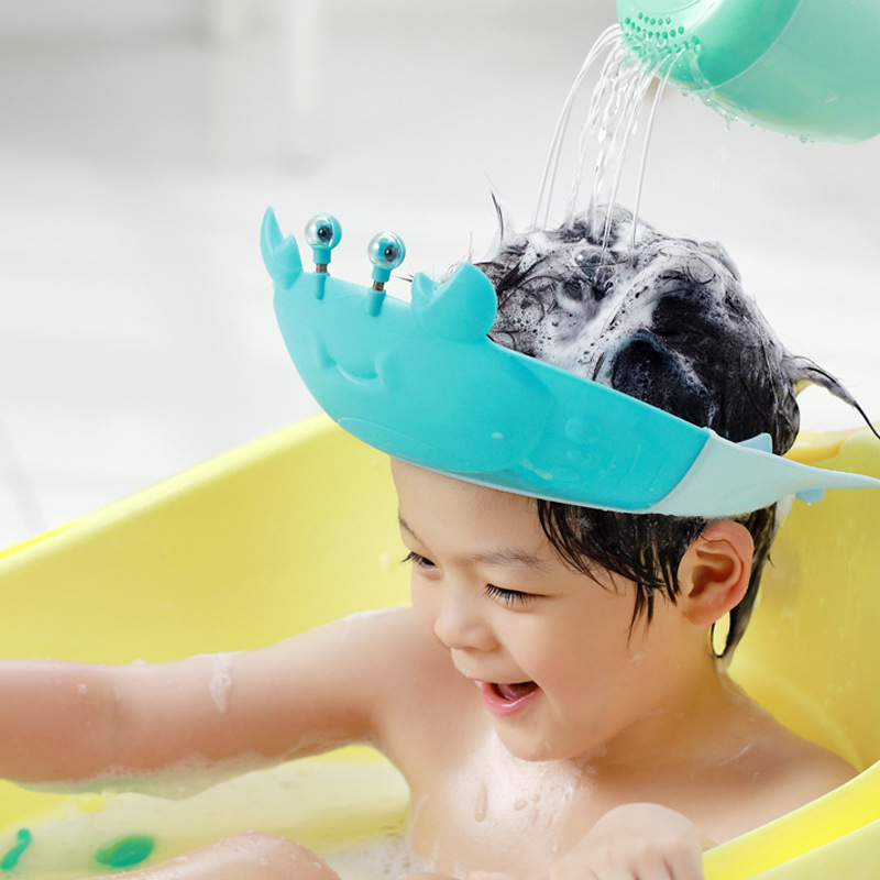 Crab Baby Shower Cap Children's Hair Washing Cap Water-Resistant Hair Wash Cap Ear Protection Infant and Toddler Bath Cap Adjustable for Hair Washing