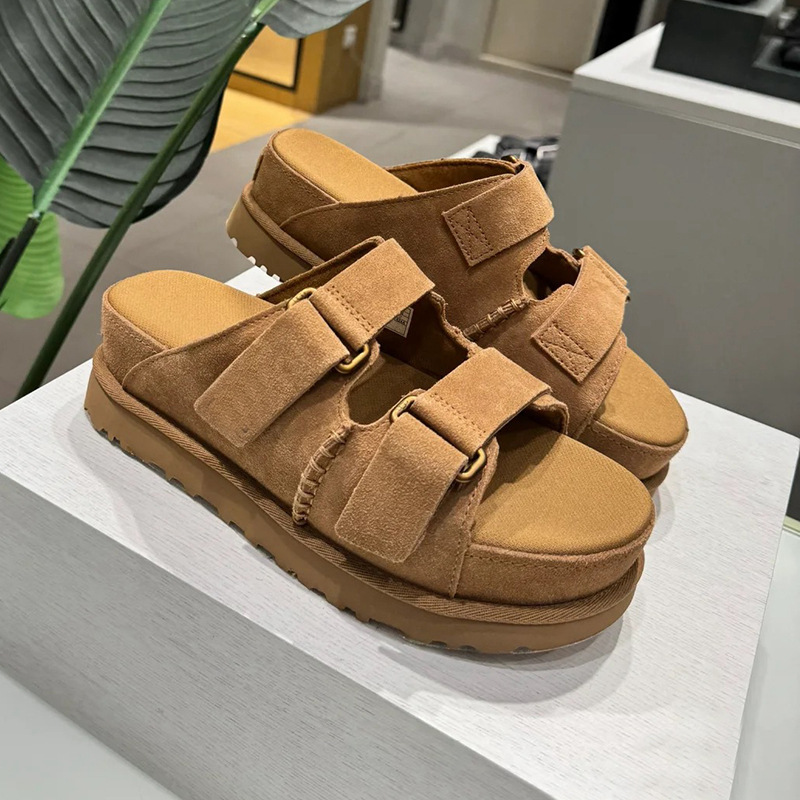 High Version Genuine Leather Velcro Sandals Women's Original Niche Couple's Summer Beach Shoes Thick Sole Outer Wear Shoes for Women