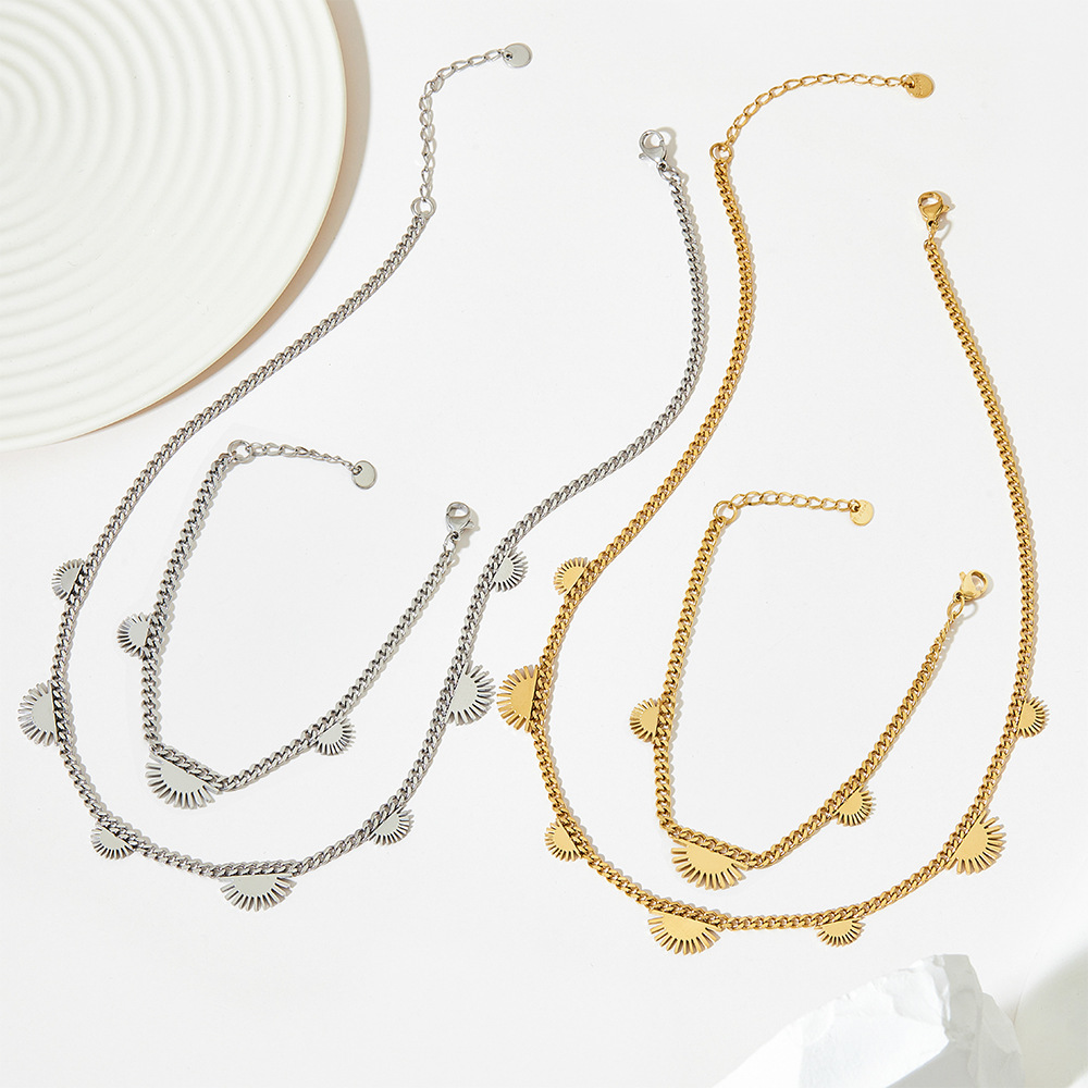 Retro Sun Titanium Steel Plating Bracelets Necklace