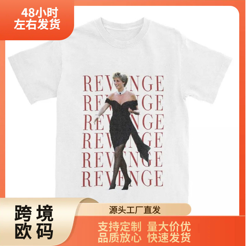 [Cross-Border European Code] Creative Princess Diana Revenge Men's Dress T-Shirt Round Neck T-Shirt Short Sleeve T-Shirt New Style
