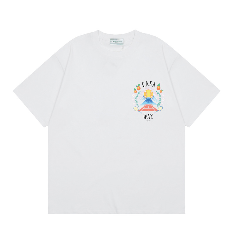クロスボーダーカサブランカ夏新作カサドリームゲートプリント男女兼用ルーズ半袖Tシャツ純綿|undefined