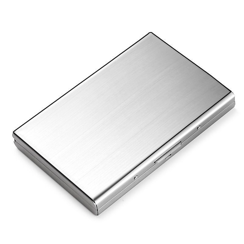 Portable Anti-theft Brush Anti-degaussing Metal Card Case Men and Women Simple Compact Shielding RFID Card Case Stainless Steel Card Case