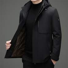 皮尔卡丹中年爸爸装可脱卸内胆白鸭绒羽绒服休闲加厚保暖男士外套