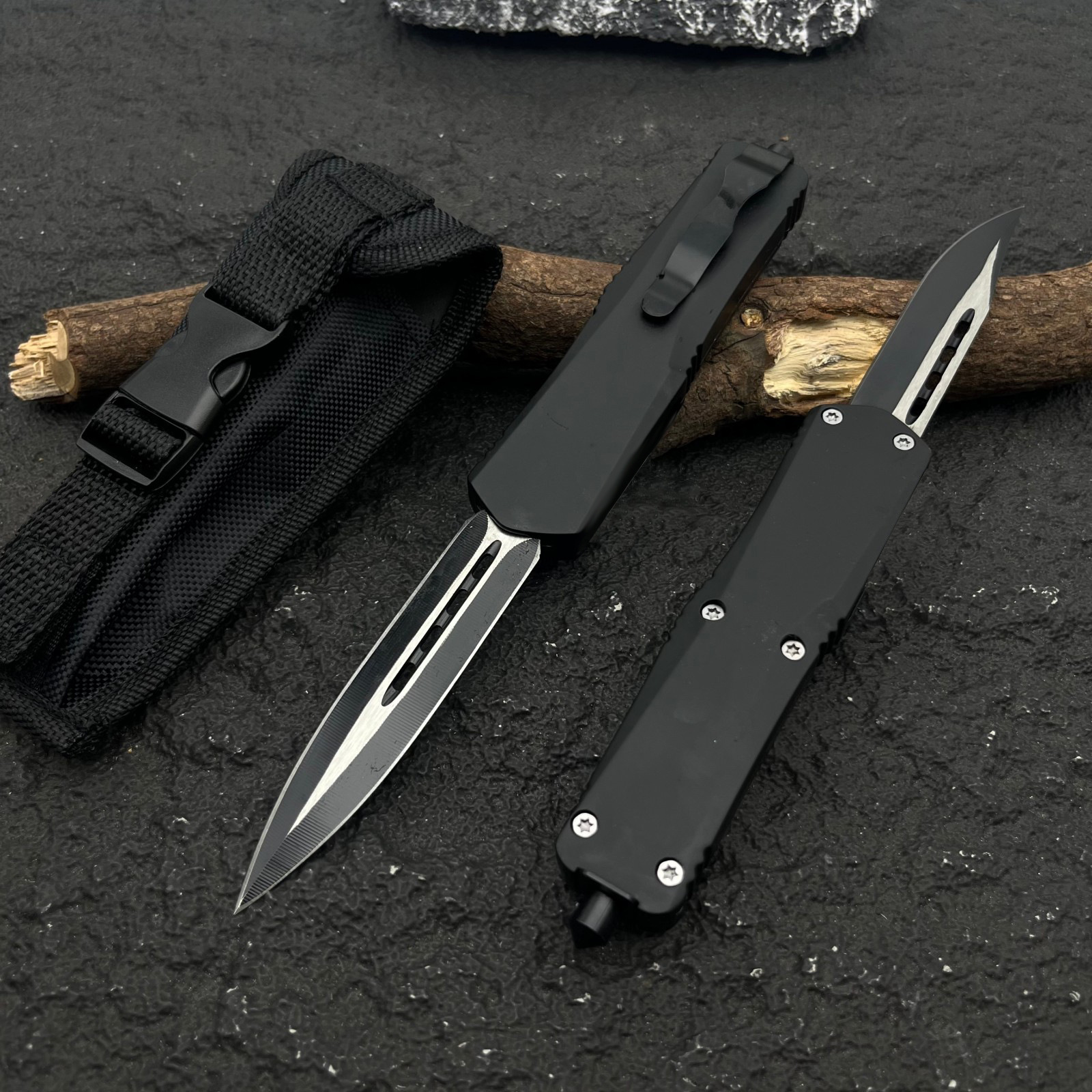 跨境高品质铝合金微技术小刀黑色战术小刀多功能荒野求生刀钓鱼刀