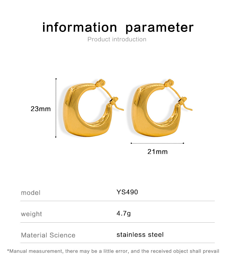 10g Weight Vacuum Plating Gold Plating Process 316 Stainless Steel Ear Needle Material 1 Pair Simple Style Round Plating 304 Stainless Steel 18K Gold Plating In The Furnace Hoop Earrings