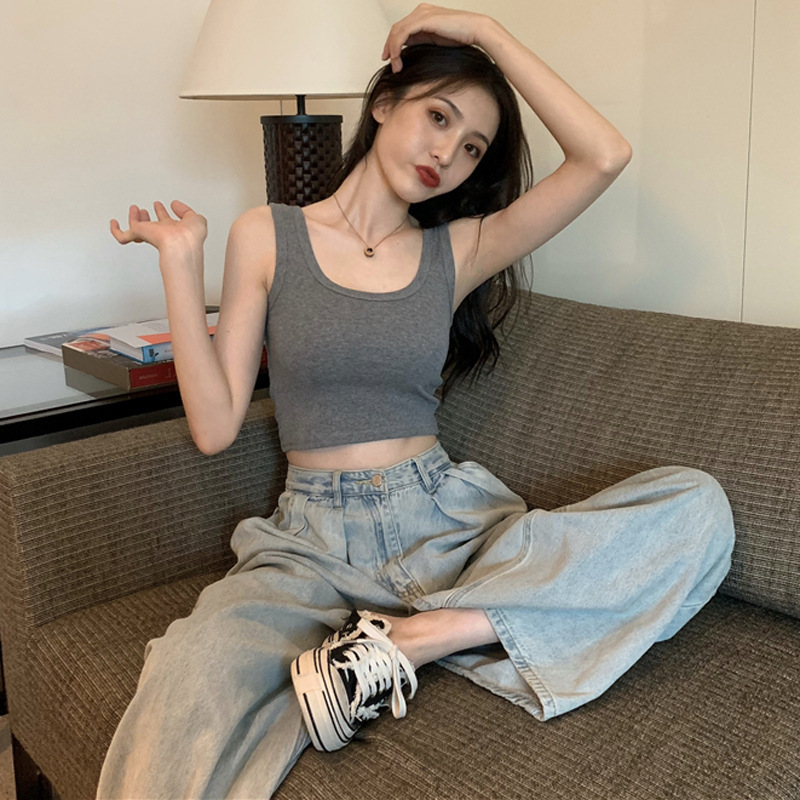 High Waist Short Navel-exposed Design Sense Niche Outfit Bottoming Small Strap I-shaped Vest Women's Inner Sleeveless Top High Waist Short Navel-exposed Design Sense Niche Outfit Bottoming Small Strap I-shaped Vest Women's Inner Sleeveless Top