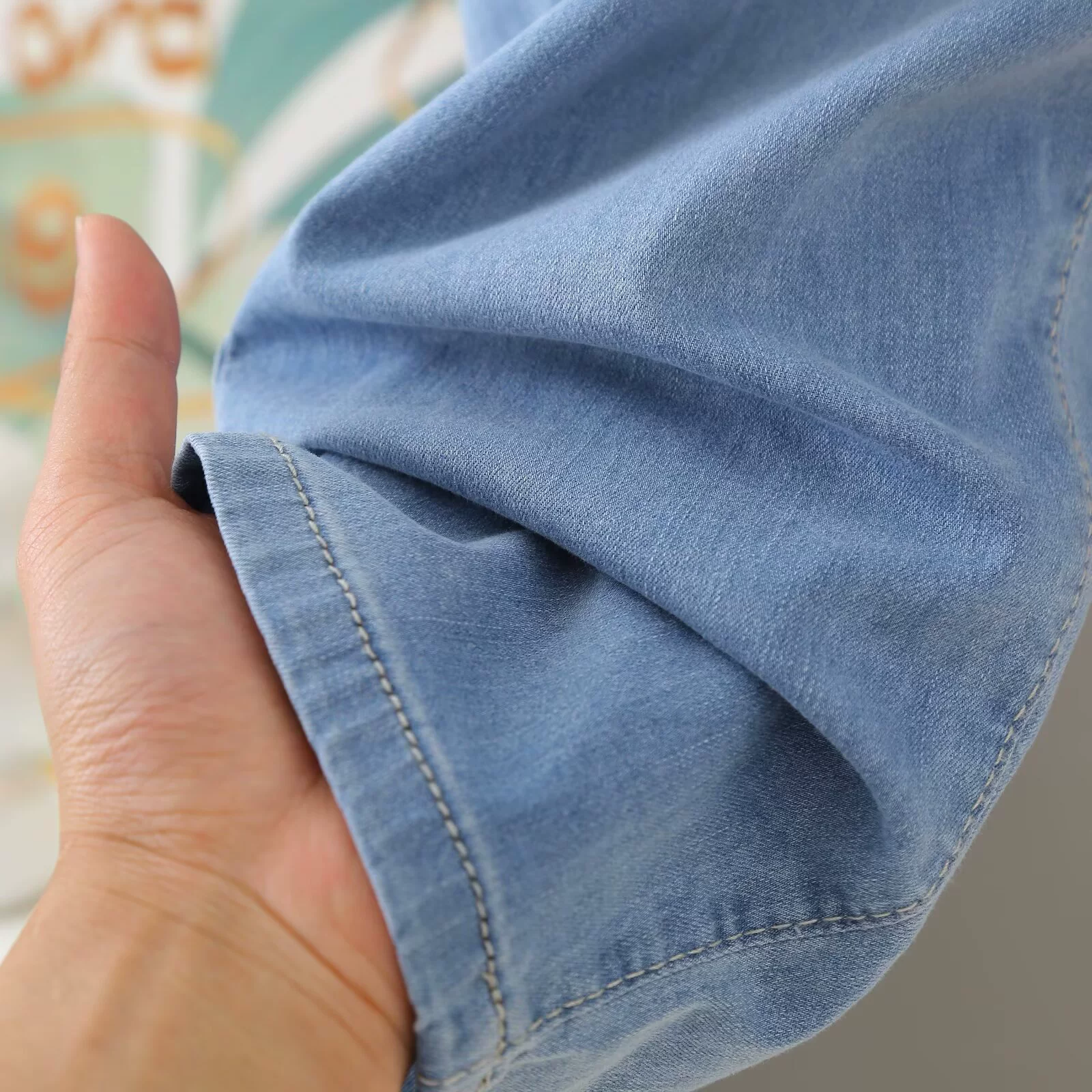 Шаровары‑джинсы летние тонкие, деним‑эффект, плюс‑сайз 1XL–6XL, эластичный высокий пояс
