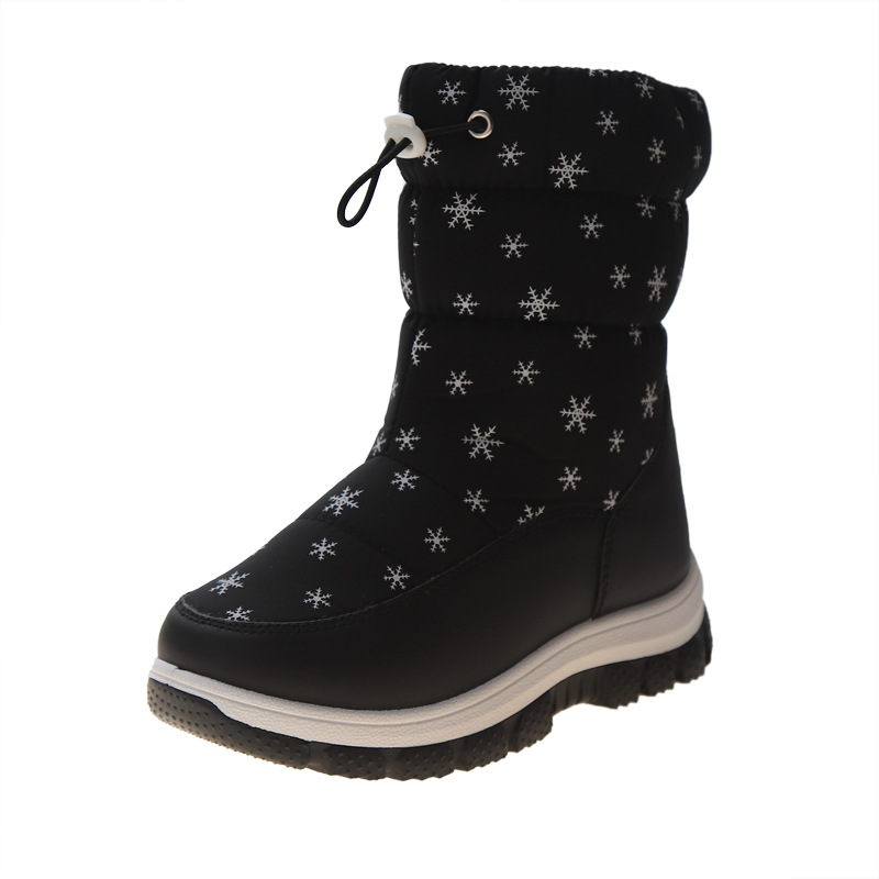 Kids' shoes Winter New Children's Snow Boots Snowflake High top Children's Cute Fashion Cotton Shoes Casual Soft soled Warm Boots_voghion.com