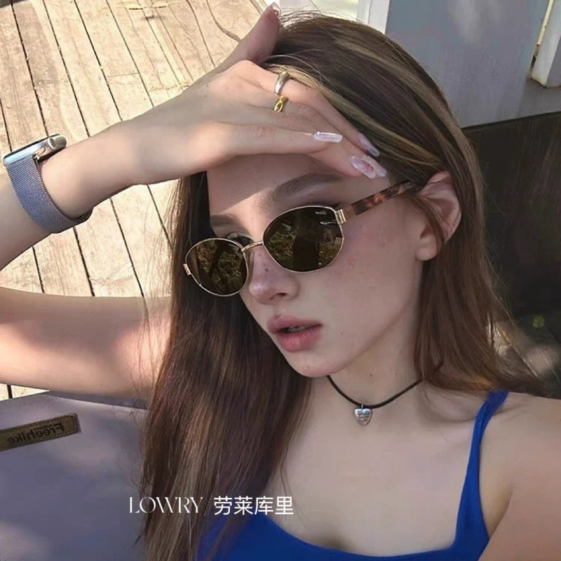 Hot-Selling New European and American Retro Old Money Style Oval Frame High-End Sunglasses for Travel and Outings, Uv Protection Sunglasses
