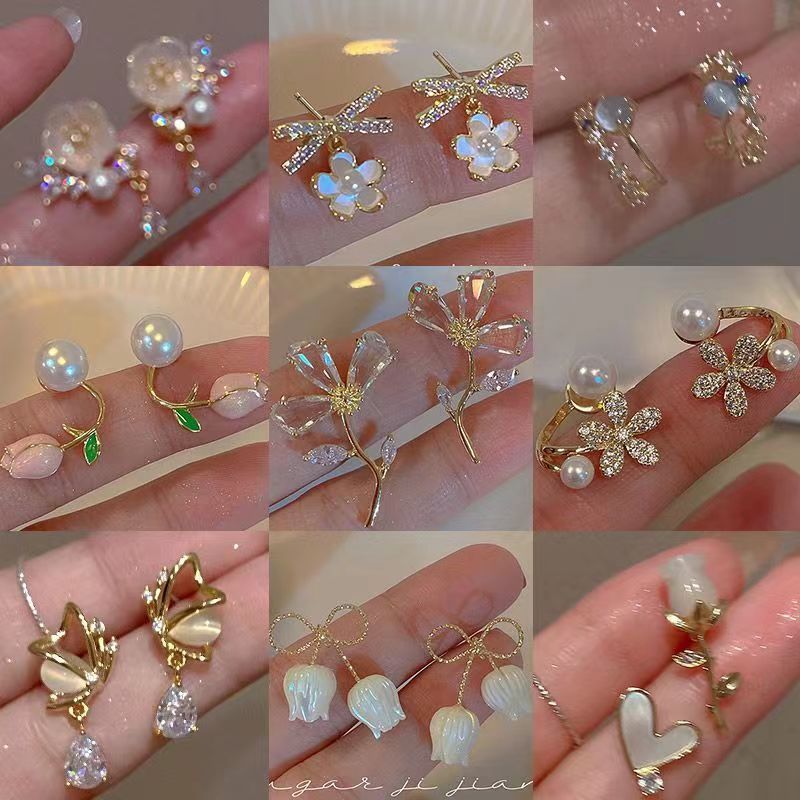 korean style ins fashionable flower stud earrings women‘s light luxury earrings temperament wild tendy mori girl stud earrings earrings