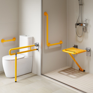 Nursing Home Aging-Friendly Bathroom Handrails L-Shaped Shower Room Shower Handrails Stainless Steel Hospital Barrier-Free Supplies