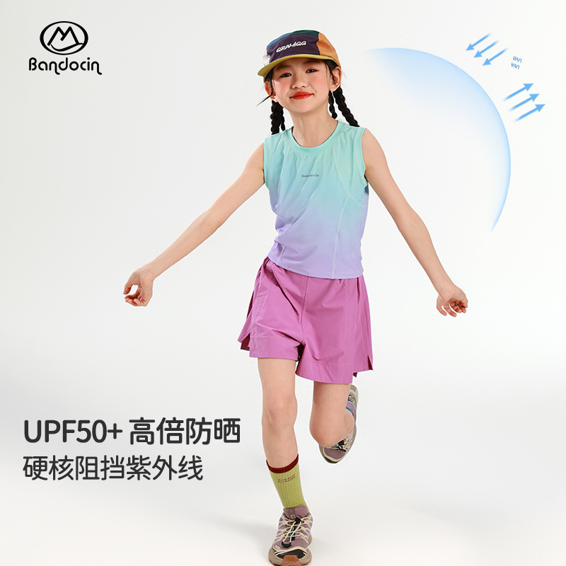 【カジュアルスーツ】女の子夏新作ツーピーススポーツワイドパンツ中大子供用薄手Tシャツ|undefined