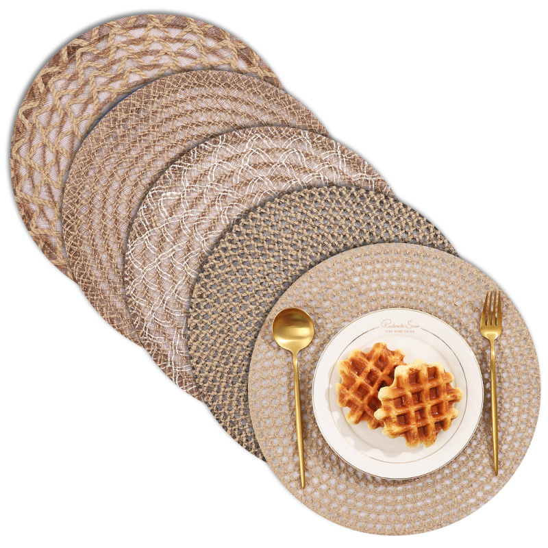 Venta caliente de yute trenzado disco de mesa almohadilla aislante térmico decoración de mesa de comedor occidental almohadilla resistente a altas temperaturas a prueba de quemaduras