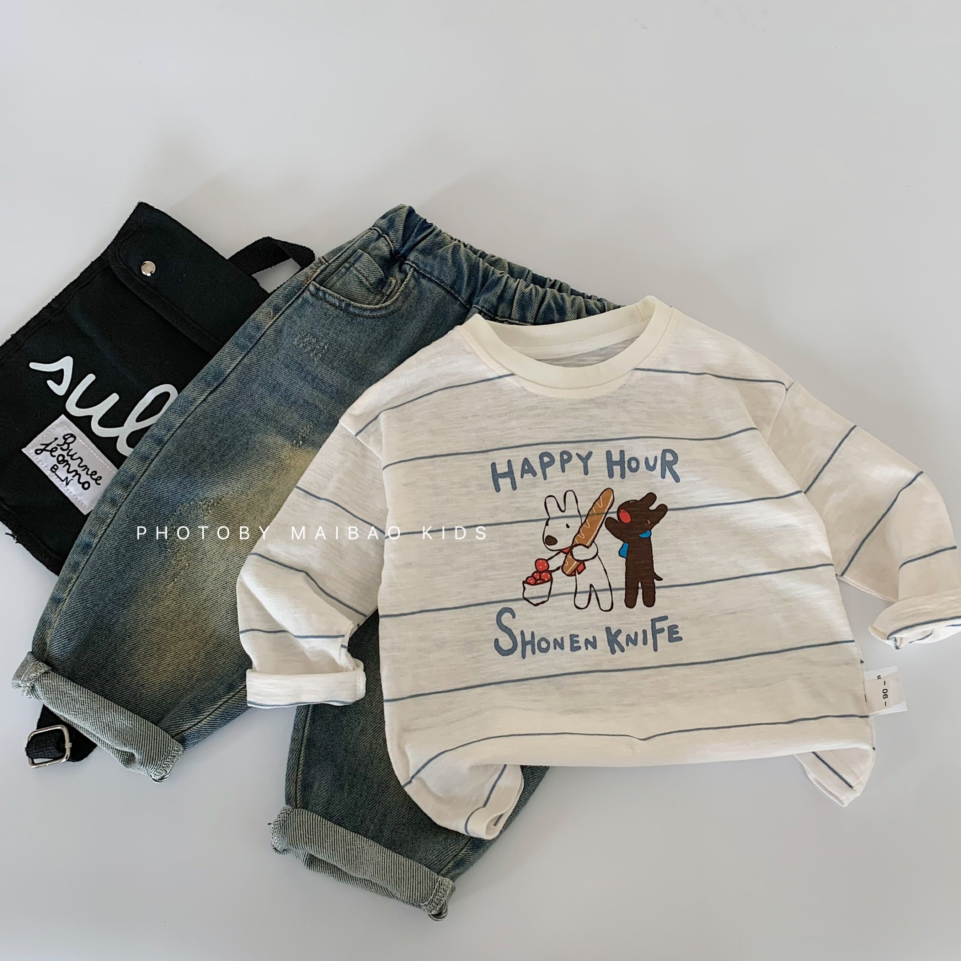 Mai Bao niños de verano camiseta de mangas largas 2025 nuevo estilo coreano de ropa de verano para niños, hombres y mujeres, blusas delgadas, moda de ropa infantil