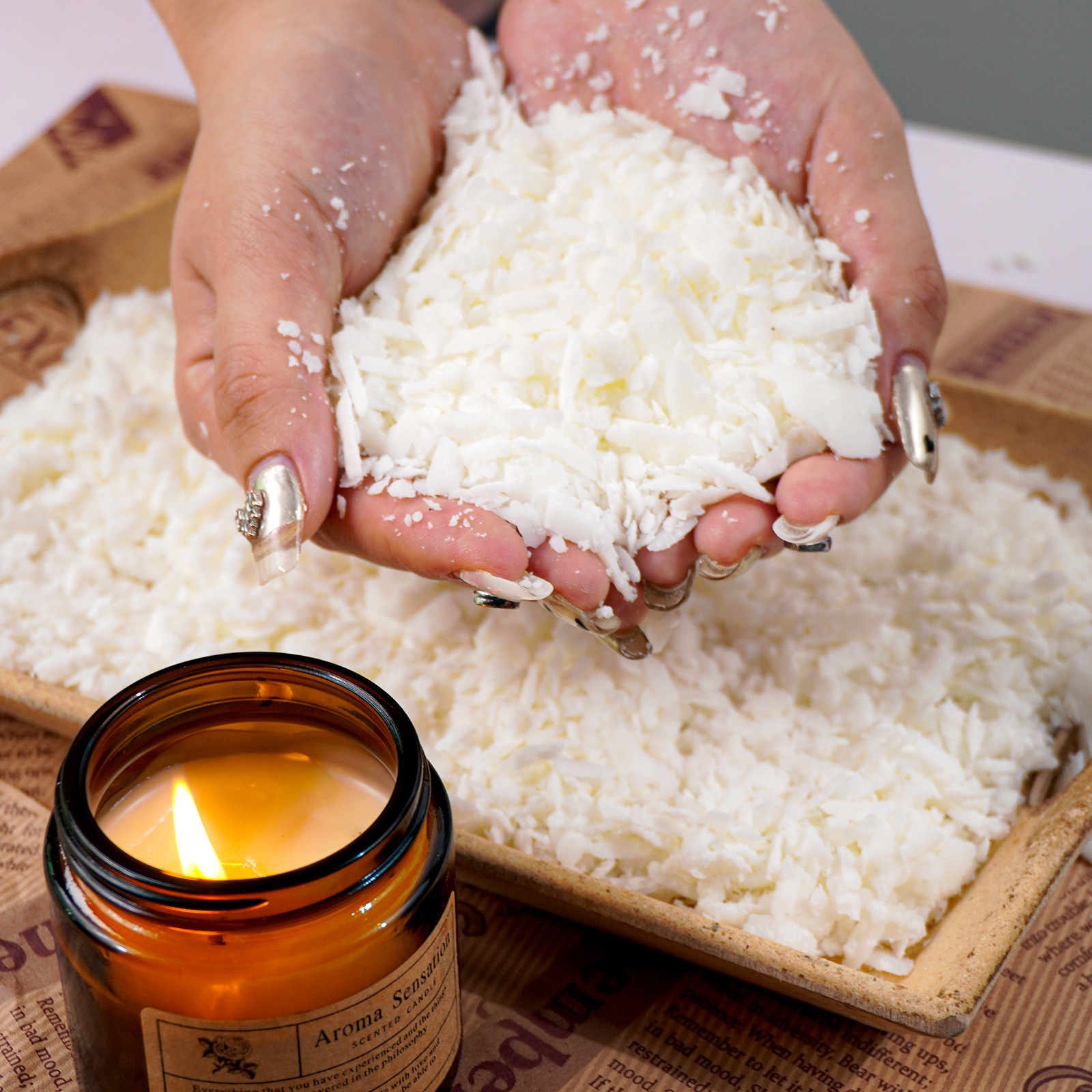 Sojavoks flager til aromaterapi lys 1000g aluminiumspose_voghion.com