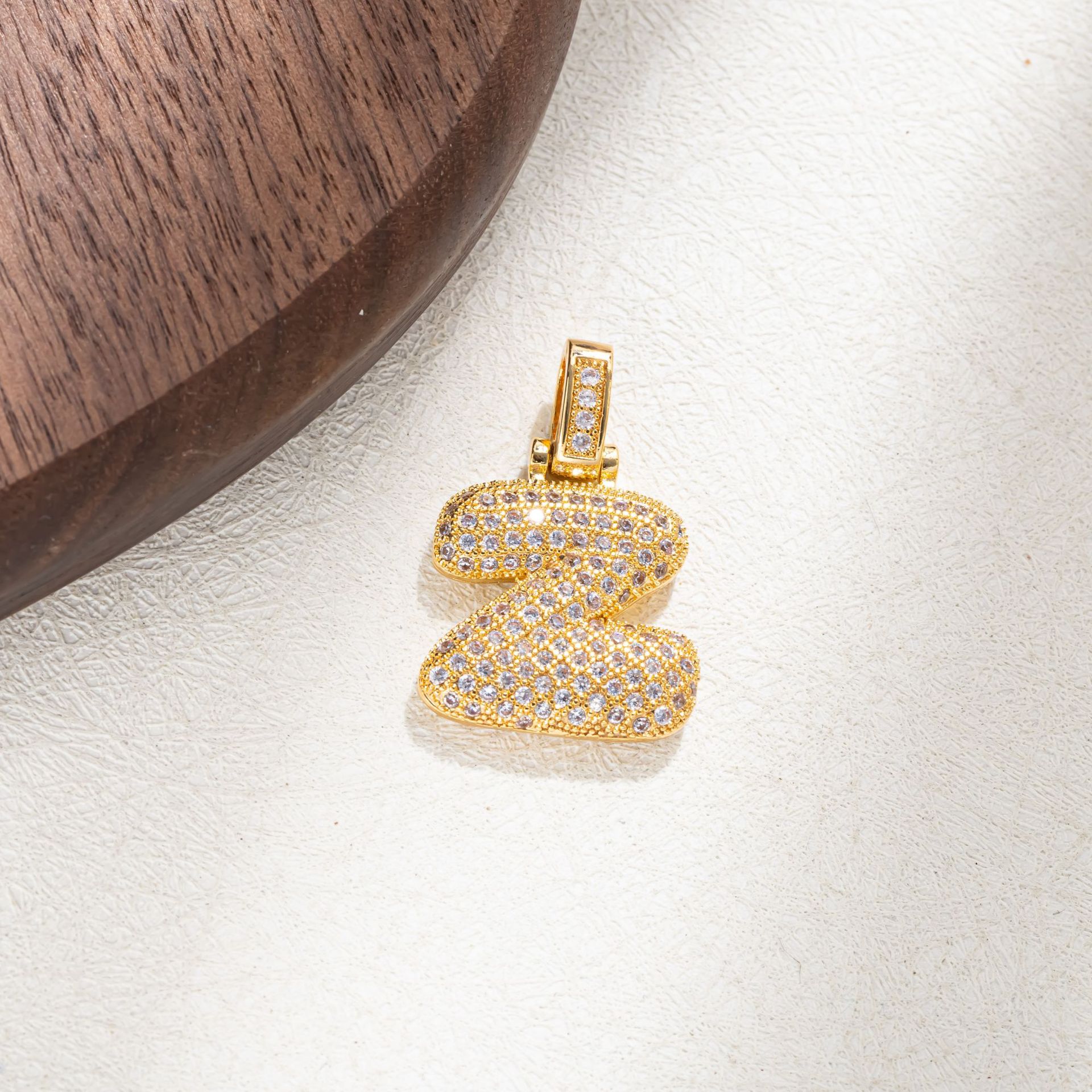 7g Weight Pendant Jewelry Making Type Golden Plated Plating Material Zircon Inlay Material 1 Piece Quantity Casual Occasion Copper Material Letter Pattern Women's Gender Simple Style Style Plating Craft 1 Piece Copper Zircon Letter Pendant 27