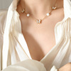 Brand universal trend stone inlay, small pendant from pearl, design necklace, accessory, simple and elegant design