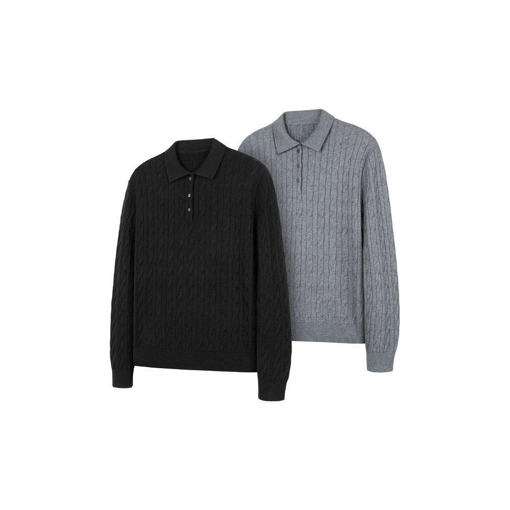 Korean Style Ins Twist Knitted Lapel Long-Sleeved Polo Shirt Men's Autumn and Winter Trendyy Simple Versatile Basic Fashion Sweater