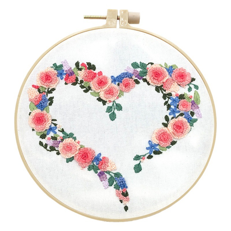 Cero Fundación auto-bordado principiante introducción bricolaje bordado hecho a mano simple amor fácil material de bordado paquete de materiales de enseñanza de inglés
