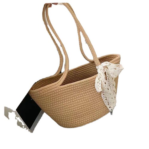 Straw bag woven bag cotton thread women's bag internet celebrity new sunflower ethnic style fairy simple casual handbag