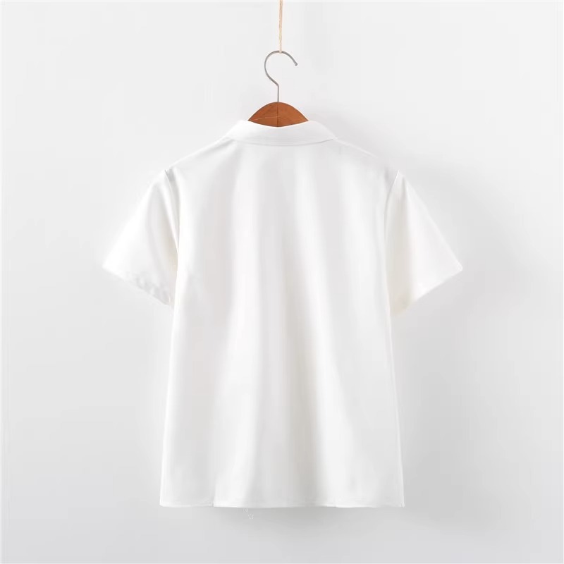 JK 셔츠 긴 소매 반팔 아코디언 플리츠 기본 일본 대학 스타일 다목적 흰색 셔츠 여성 여름 루즈 탑