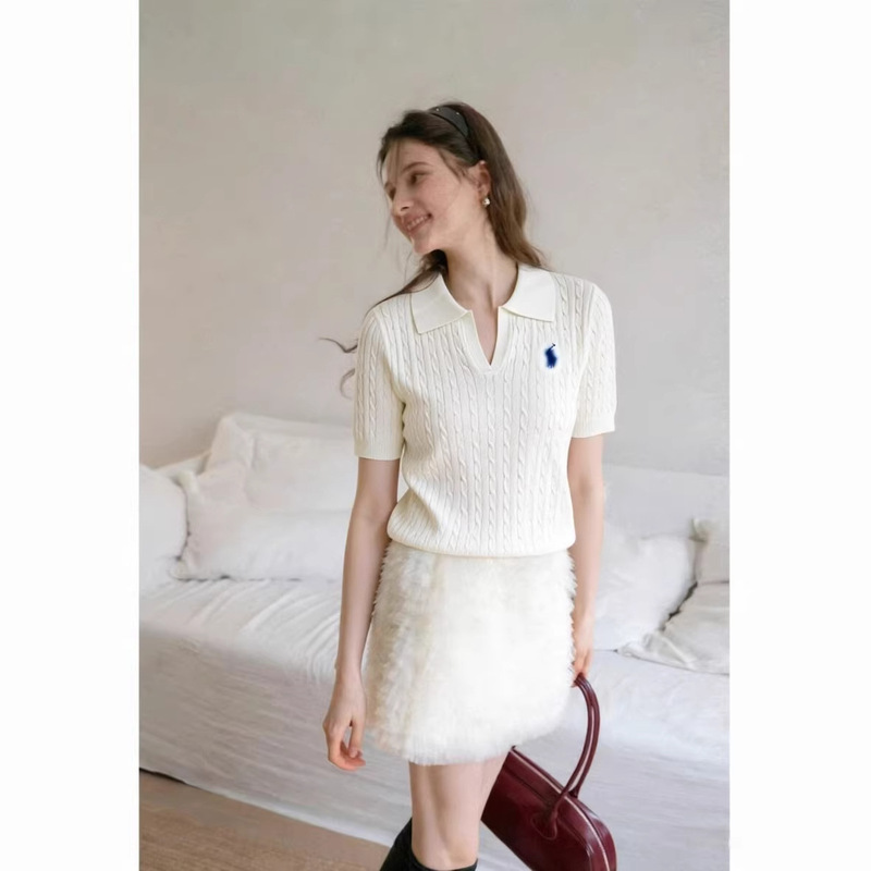 Shenzhen Nanyou~Rl Classic Four-Season Style Polo Lapel Solid Color Pony Embroidery Knitted Short-Sleeve Women's Shirt Shenzhen Nanyou~Rl Classic Four-Season Style Polo Lapel Solid Color Pony Embroidery Knitted Short-Sleeve Women's Shirt